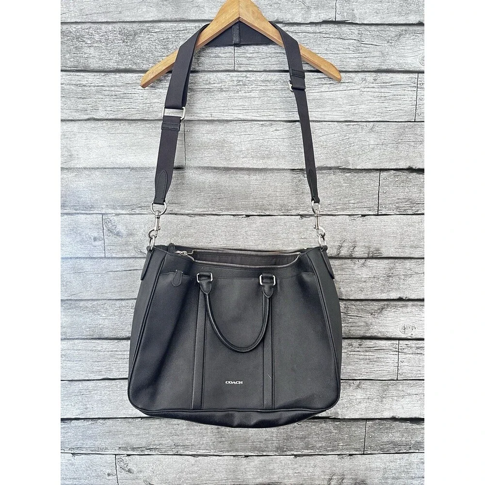 COACH Black Leather METROPOLITAN 71695 Briefbag Messenger Business Bag